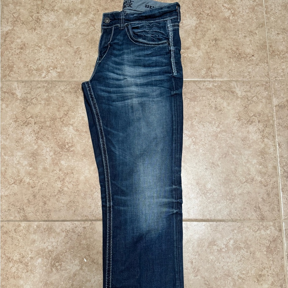 Men’s buckle black jeans